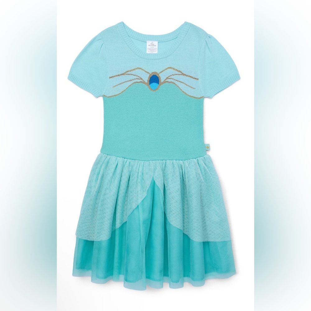 Girls Disney Princess Jasmine Cosplay Short Sleeve Sweater Dress